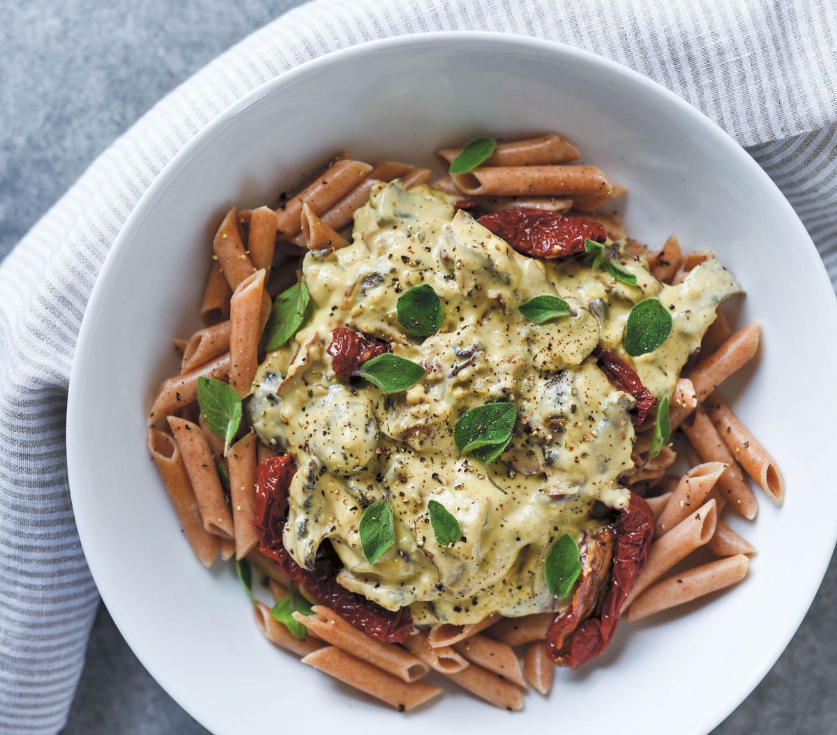 Curiosities Insider Interviews Kim Julie Hansen Best of Vegan Creamy Mushroom Penne