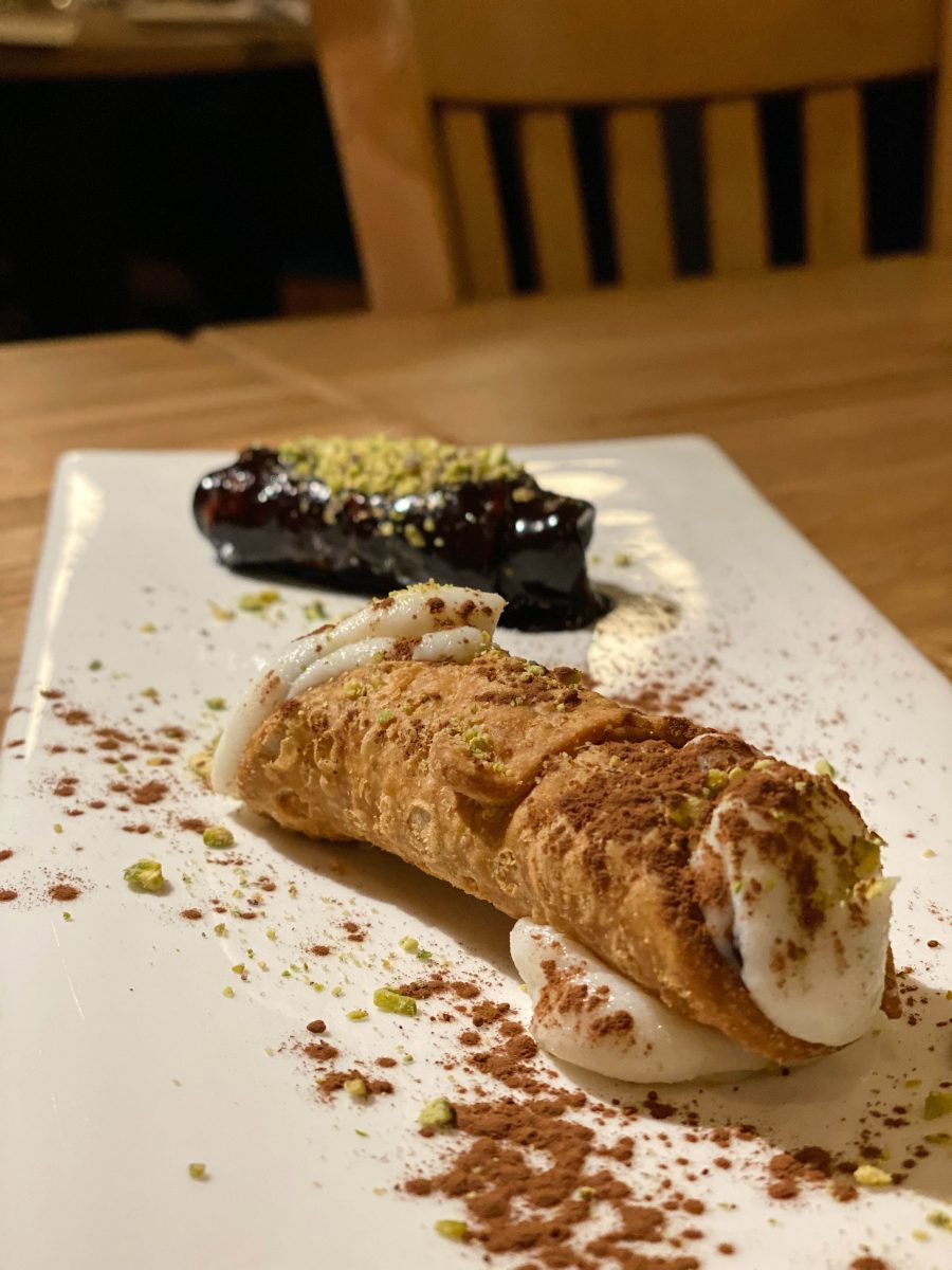 Dining Tramonti Authentic Italian Restaurant NYC Chocolate Eggplant And Cannoli