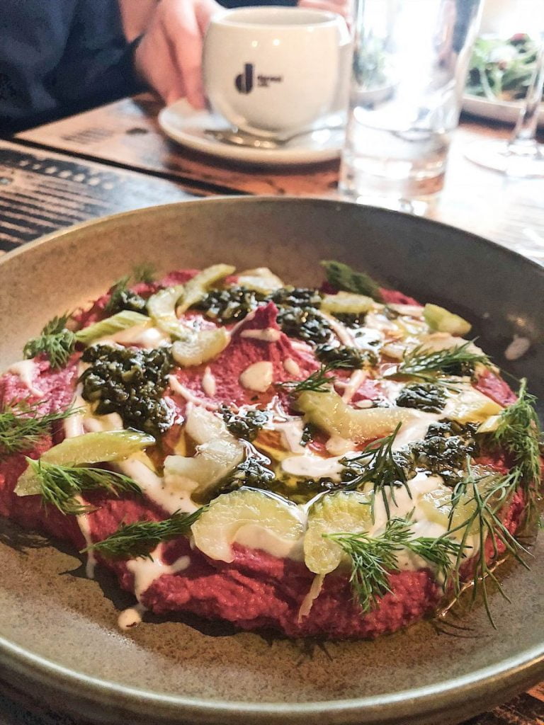 Dining XYST Vegan Restaurant Beet Hummus