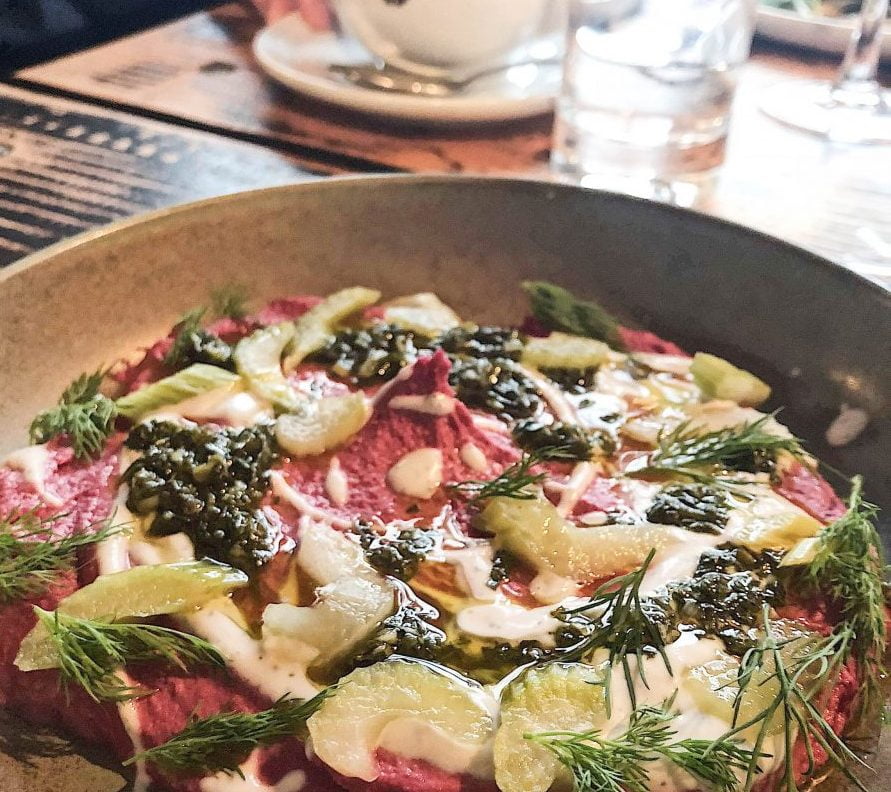 Dining XYST Vegan Restaurant Beet Hummus
