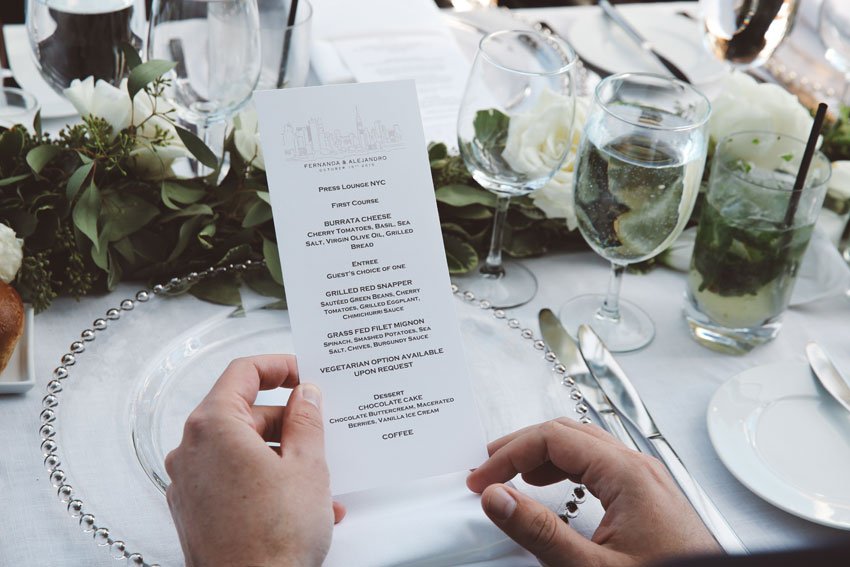 Shop NYC Wedding Fernanda Camoes Press Lounge Menu