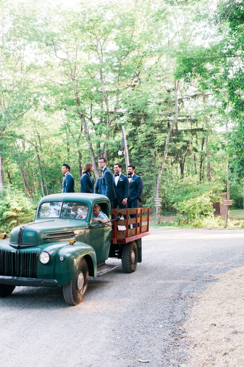 Shop Upstate NY Wedding Stephanie Karvellas Ceremony Groomsmen Arriving