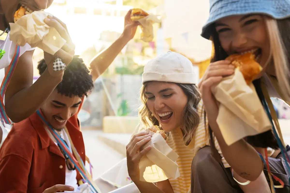 People having fun at food event