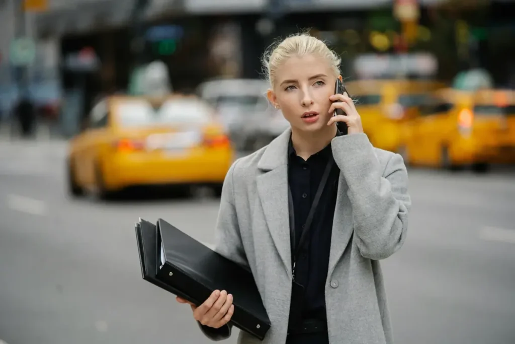 woman talking on cellphone in New York City